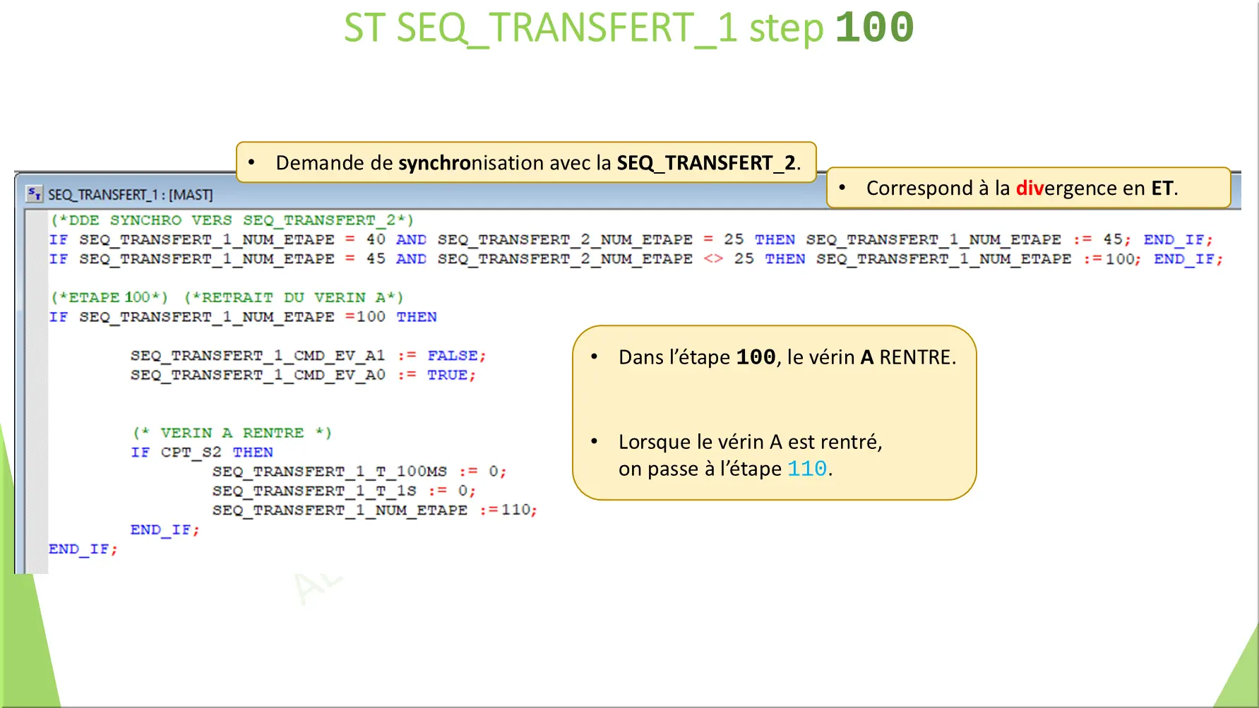 ST SEQ_TRANSFERT_1 step 100